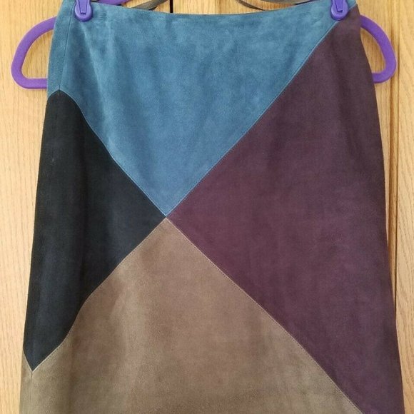 Linda Allard Ellen Tracy Dresses & Skirts - EUC VTG Linda Allard Ellen Tracy Skirt GORGEOUS, Deep Colors Boho Leather/Suede